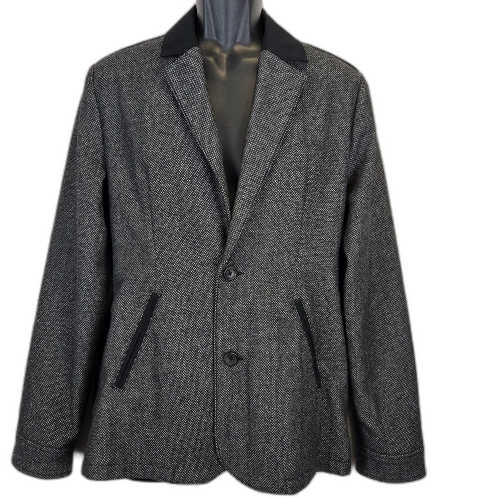 Womens Blazer Sz S Oversized Black Gray Preppy Casual Academia Grunge - Picture 1 of 10